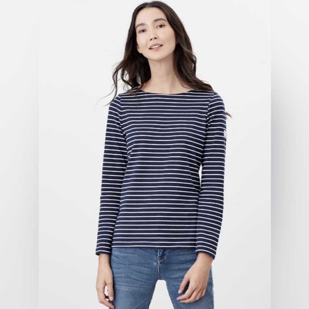 Joules Mariners premium grade stripes white navy size 8 - Picture 1 of 7
